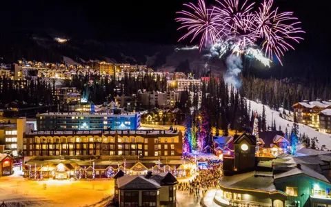 Big White village lit up at night